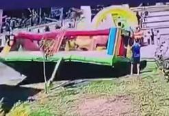 Çekmeköy’de korkutan anlar! Şişme oyun parkı rüzgarla takla attı, çocuklar altında kaldı