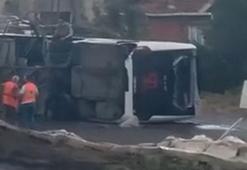 İstanbul'da havalimanı personelini taşıyan otobüs devrildi! Yaralılar var