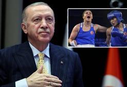 Cumhurbaşkanı Erdoğan, milli boksörler Busenaz Sürmeneli ve Hatice Akbaş'ı tebrik etti