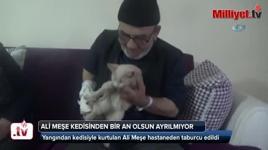Taburcu olan Ali Meşe, kedisinden bir an olsun ayrılmıyor
