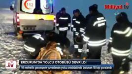 İran plakalı yolcu otobüsü devrildi