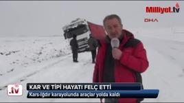 Kars’ta kar ve tipi hayatı felç etti