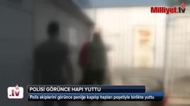 Polisi görünce bir poşet uyuşturucu hapı yuttu