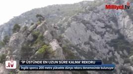 Kanyonda 200 metre yüksekte ip üstünde dünya rekoru denemesi