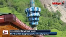Elektrik direğinden yapılan minare