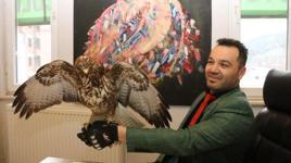 Yaralı bulduğu şahine ‘Tofaş’ adını verdi 