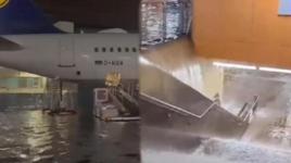 Frankfurt Havalimanı'nı su bastı! Zemin göle döndü