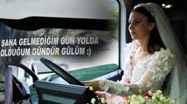TIR'ın direksiyonunda gelini gören şaşkına döndü: Bu benim en büyük hayalimdi