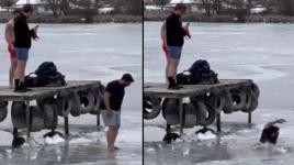 Buz kırıldı, kendini suda buldu!