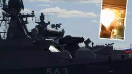  Rus savaş gemisi 'NATO Gölü'nde alev alev! Videoyla duyurdular 