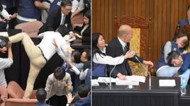 Tayvan Parlamentosu'nda yumruklar havada uçuşu! Milletvekili oyları alıp kaçtı