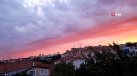 İstanbul'da gökyüzü kızıla boyandı, ortaya çıkan görüntü mest etti