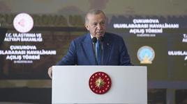 Cumhurbaşkanı Erdoğan, Çukurova Uluslararası Havalimanında incelemelerde bulundu