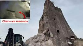 Kapadokya'da peribacası çöktü!