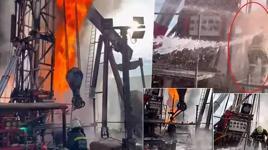 Petrol kuyusunda korkutan yangın! Alevlerin arasına böyle girdi