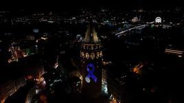 Galata Kulesi farkındalık için lila rengine büründü! İşte sebebi...