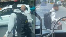 Yolun ortasında otobüse binmek isteyen yolcu ortalığı birbirine kattı