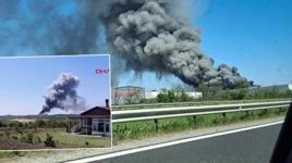 Tekirdağ'da kot fabrikasında yangın: Dumanlar her yerden görülüyor