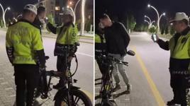 Alkollü bisiklet sürücüsüne ceza kesildi! Polis: Alkollü şekilde eşek bile kullanamazsın