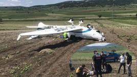 Bilecik'te eğitim uçağı zorunlu iniş yaptı! Kazada pilot yaralandı