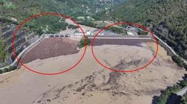 Heyelan ve selin ardından barajda şok görüntüler! Çalışmaları devam ediyor