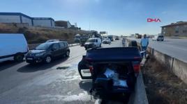 Çekiciyle çarptığı otomobili devirip, kaçtı; 3 yaralı