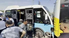 Diyarbakır'da minibüs durakta bekleyen halk otobüsüne arkadan çarptı