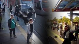 Tramvayın geldiğini görmedi! Güvenlik görevlisi genç kızı ölümden çekip aldı