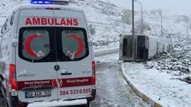 Nevşehir'de devrilen işçi servisindeki 14 kişi yaralandı