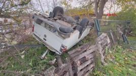 Ergene'de takla atan kamyonette karı-koca yaralandı