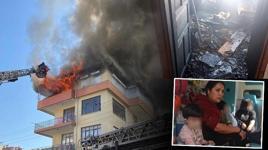 Antalya'da yangın paniği! Mahsur kalan 3 çocuğu inşaat işçileri kapıyı kırarak kurtardı