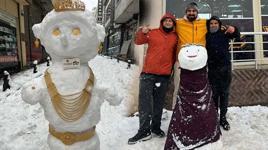 Yurtta kar manzaraları! Esnaf müşteri bulamayınca kardan adamları 'müşteri' yaptı