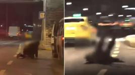 Direksiyon hakimiyetini kaybeden sürücünün hareketleri şaşırttı