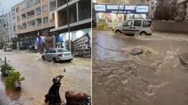 İzmir'de sağanak yağış hayatı felç etti! Trafik durdu, su baskınları meydana geldi