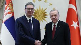Cumhurbaşkanı Erdoğan, Sırbistan Cumhurbaşkanı Vucic’i Külliye’de resmi törenle karşıladı