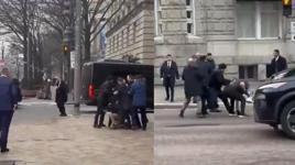 ABD’de Azerbaycan Cumhurbaşkanı Aliyev’e yönelik provokatif eylem girişimi! Arbede anları kamerada