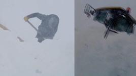 Ardahan-Şavşat kara yolunda karla mücadele eden ekiplerin üzerine çığ düştü