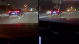 Pendik Tem Otoyolu'nda trafiği tehlikeye atarak ilerledi! Otomobil sürücüsü kamerada