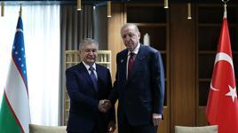 Cumhurbaşkanı Erdoğan, Özbekistan Cumhurbaşkanı Mirziyoyev ile görüştü