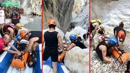 Antalya'da kanyonda mahsur kalmıştı! Ayağı kırılan turist ekiplerin operasyonuyla kurtarıldı