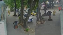 Kaldırımda yürüyen kadın kanalizasyona düştü, rögar kapağı üstüne kapandı