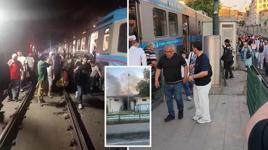 İstanbul'da tramvay hattında korkutan trafo yangını! Yolcular raylara indi