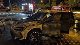 Kayseri’de şarj istasyonunda elektrikli otomobil alev aldı