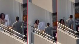 Adana'da vahşet! Tartıştığı kadını balkonda sopayla dövdü