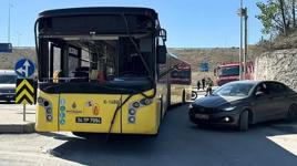 Sultangazi'de İETT otobüsü duvara çarptı