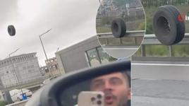 Kuzey Marmara'da TIR'dan fırlayan lastik korku saçtı