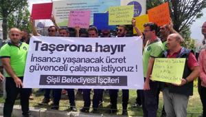 Şişli Belediyesi önünde işçilerden protesto