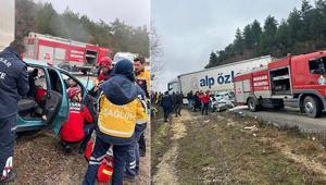 Tokatta feci kaza Otomobil ile TIR çarpıştı: 2 ölü, 1 yaralı