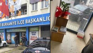 Balıkesirde AK Parti Burhaniye İlçe Başkanlığı binasına taşlı saldırı