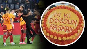 Galatasaraydan Fenerbahçe maçı sonrası pasta paylaşımı